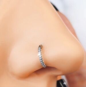BODY CANDY 20G implant grade titanium triple sided micro gem hinged nose hoop